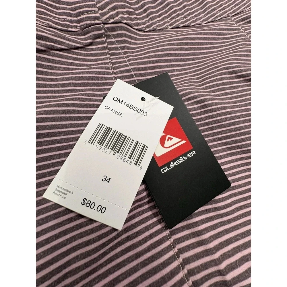 NWT Quiksilver Board Shorts Mens Sz 34 Striped Muted Multi-Color